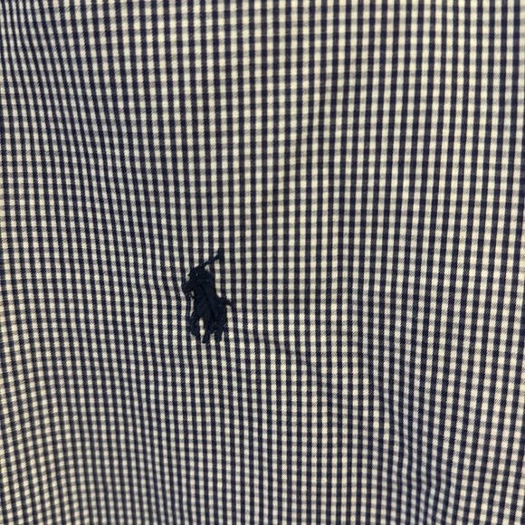 Men’s navy blue checkered, Ralph Lauren button down size 17 1/2 X 34/35 - Picture 2 of 3